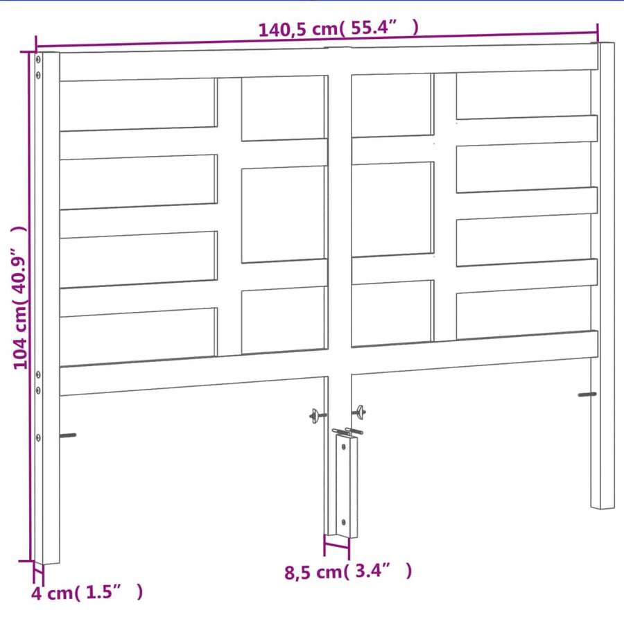 Hoofdbord 135 Cm Massief Grenenhout Wasbruin