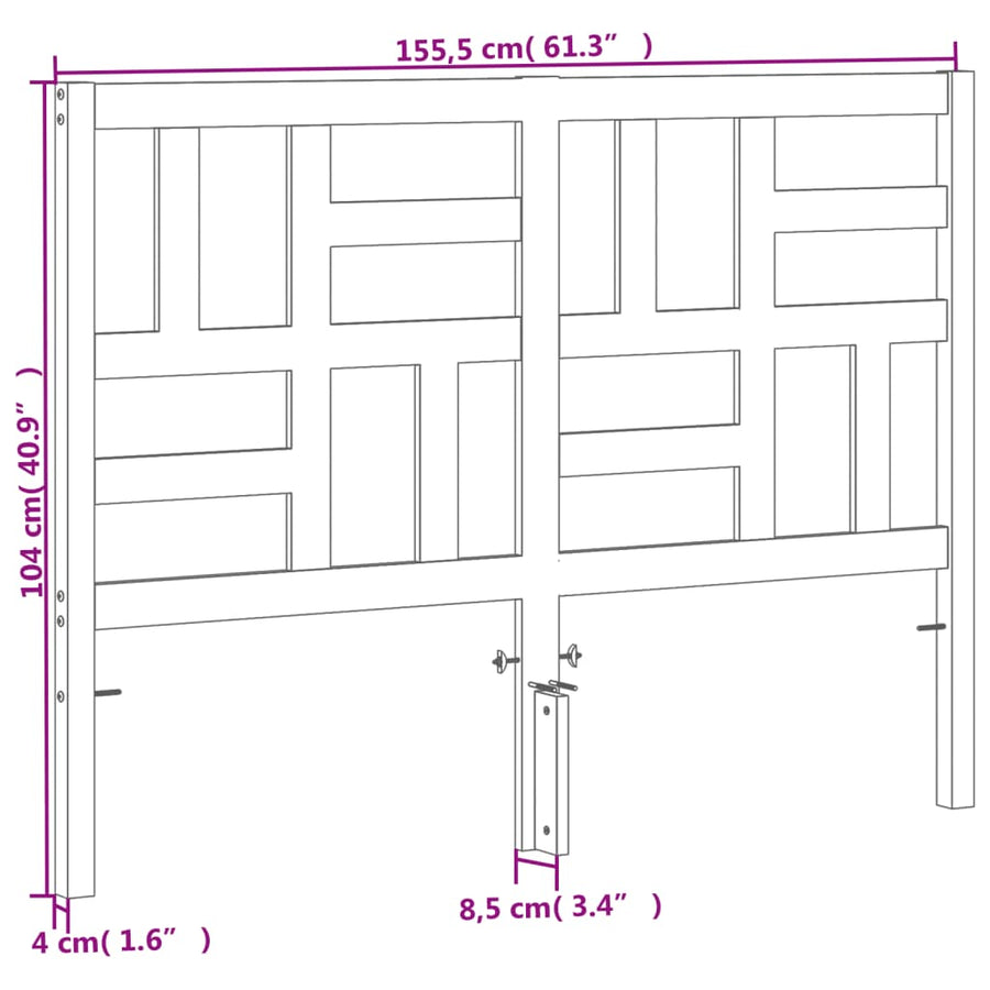 Hoofdbord 150 Cm Massief Grenenhout Wasbruin
