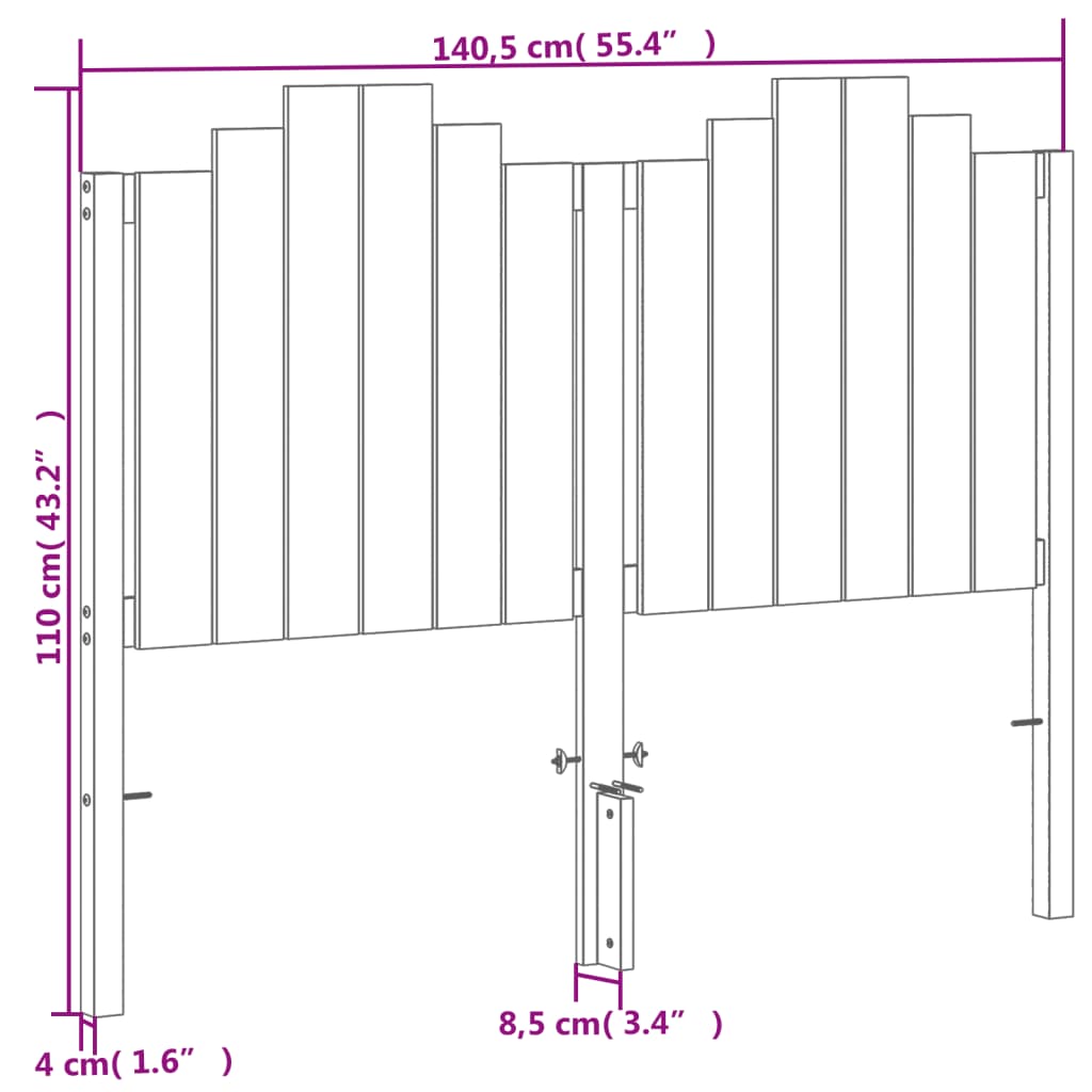 Hoofdbord 135 Cm Massief Grenenhout Wasbruin
