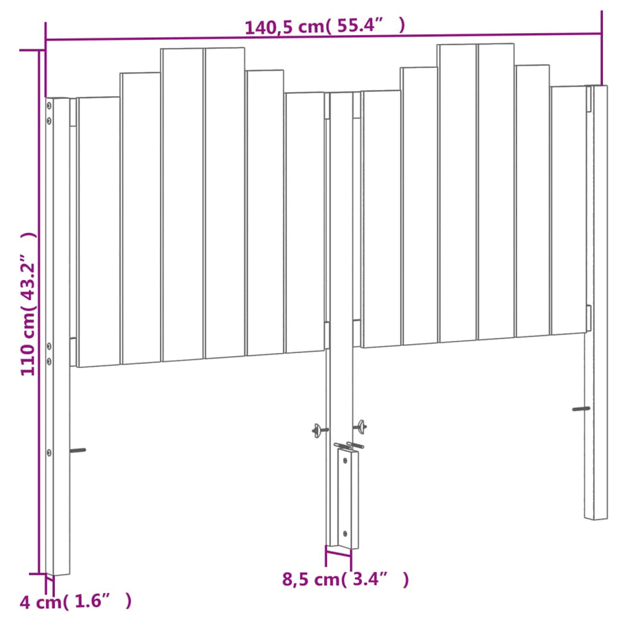 Hoofdbord 135 Cm Massief Grenenhout Wasbruin