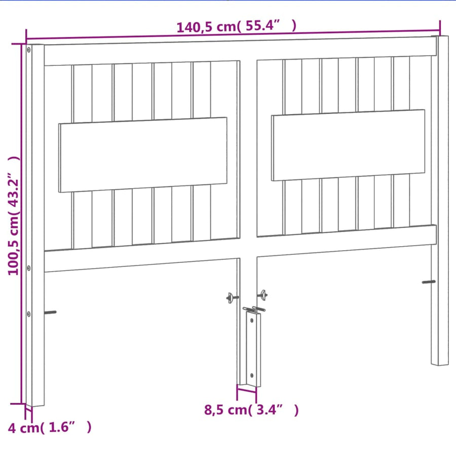 Hoofdbord 135 Cm Massief Grenenhout Wasbruin