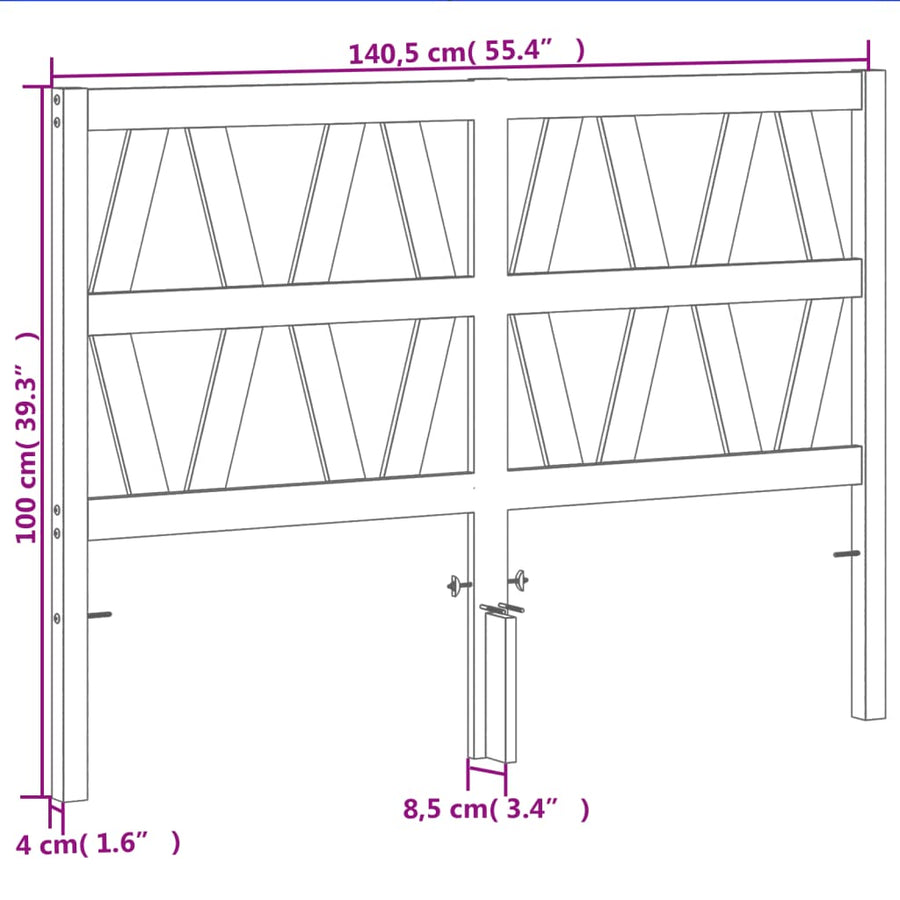 Hoofdbord 135 Cm Massief Grenenhout Wasbruin