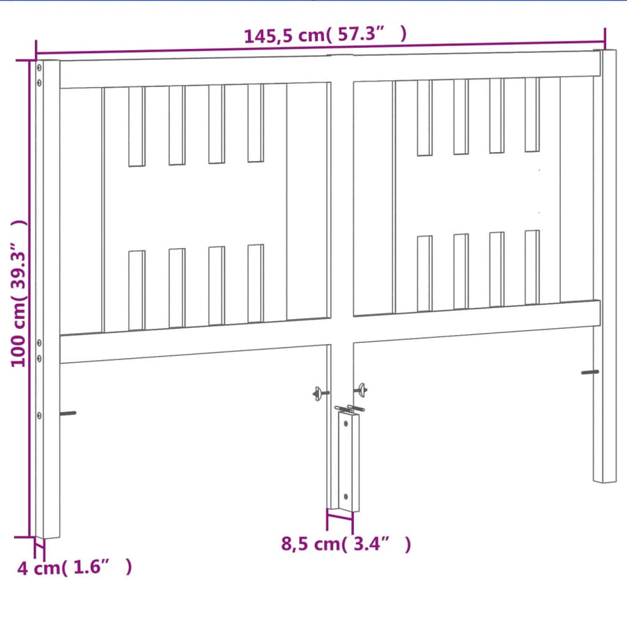 Hoofdbord 140 Cm Massief Grenenhout Wasbruin