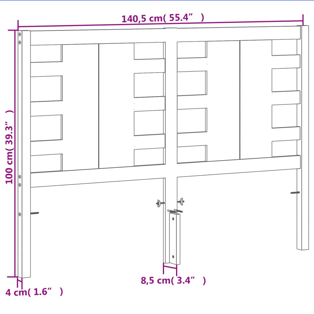Hoofdbord 135 Cm Massief Grenenhout Wasbruin