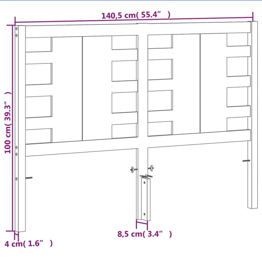 Hoofdbord 135 Cm Massief Grenenhout Wasbruin