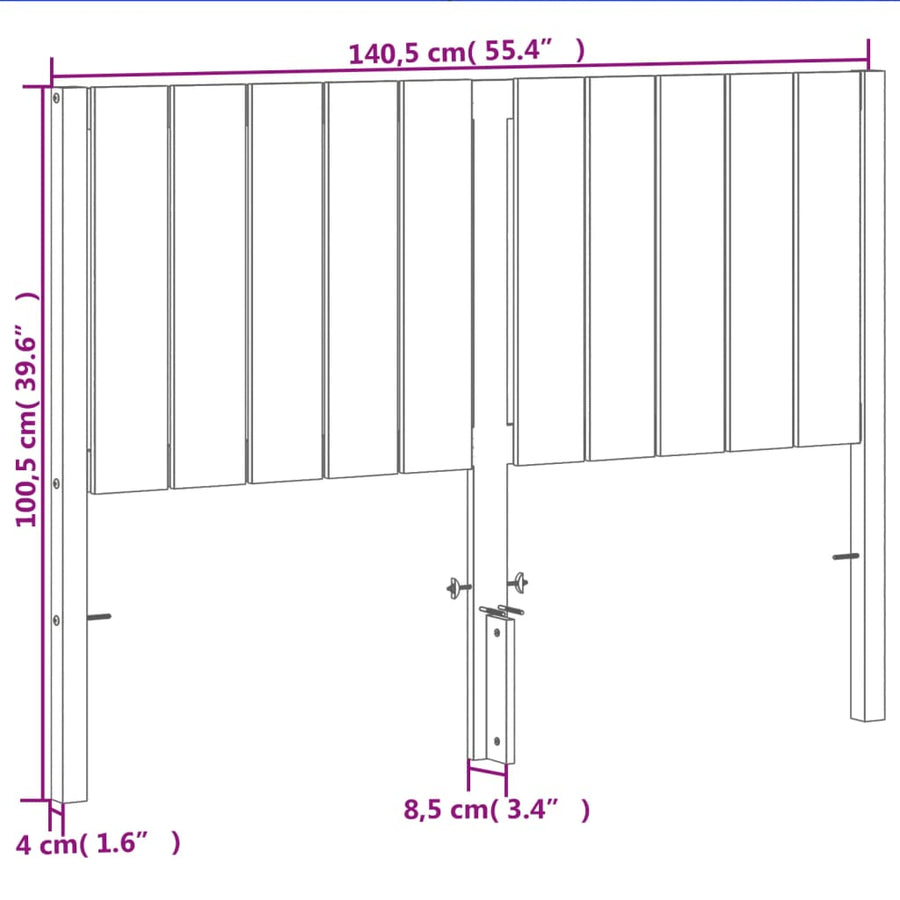 Hoofdbord 135 Cm Massief Grenenhout Wasbruin