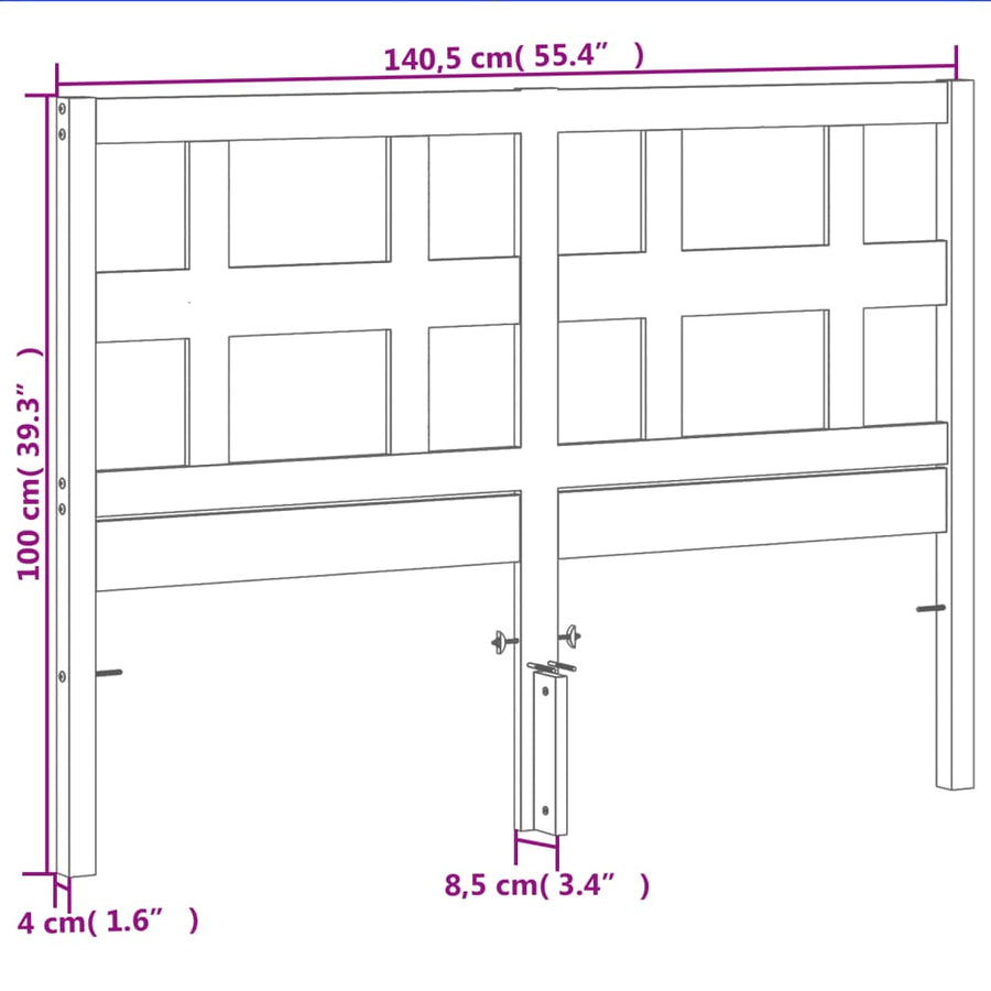 Hoofdbord 135 Cm Massief Grenenhout Wasbruin