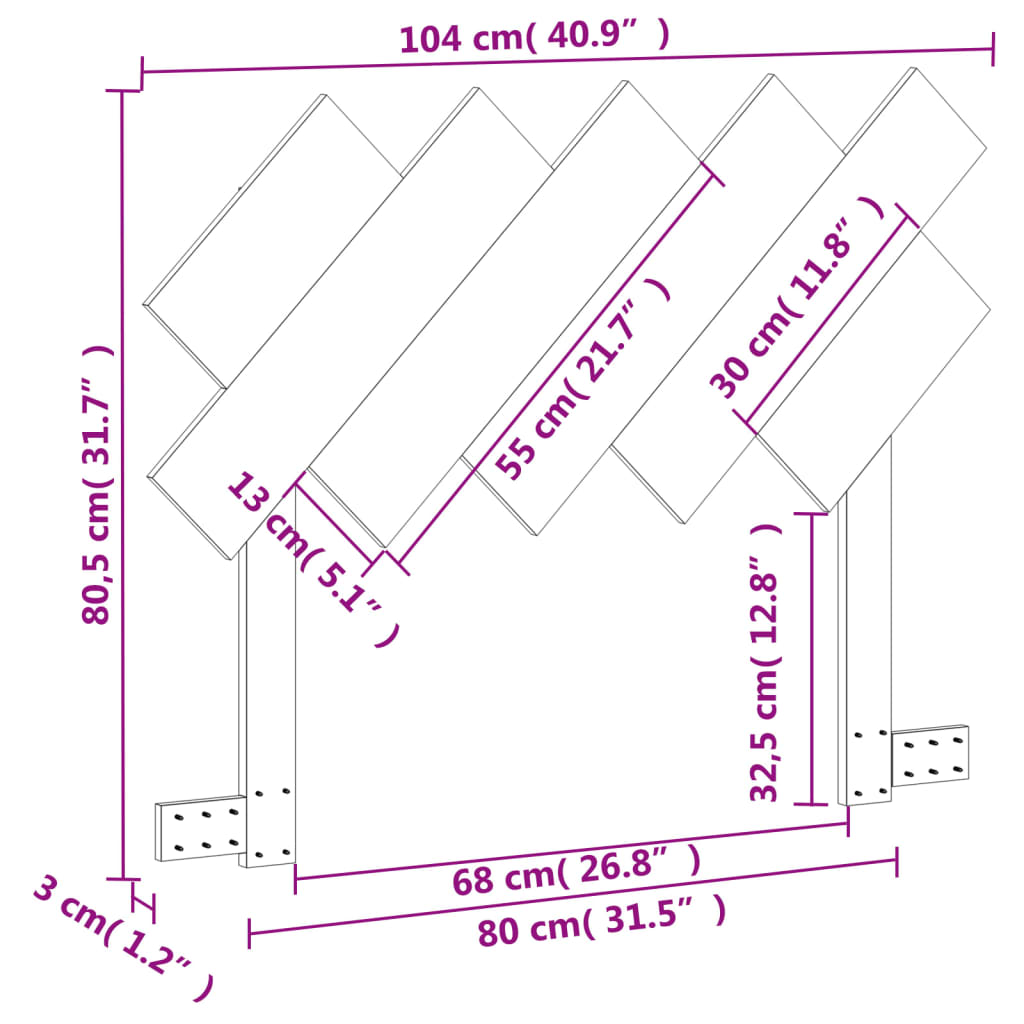 Hoofdbord 100 Cm Massief Grenenhout Wasbruin