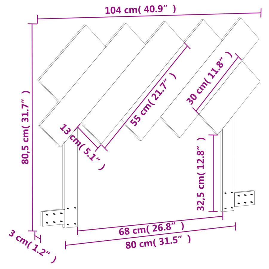 Hoofdbord 100 Cm Massief Grenenhout Wasbruin