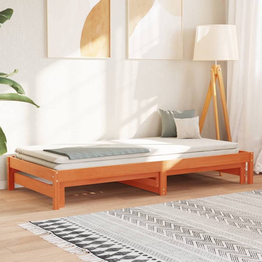 Slaapbank Met Onderschuifbed 90X200 Cm Massief Grenenhout