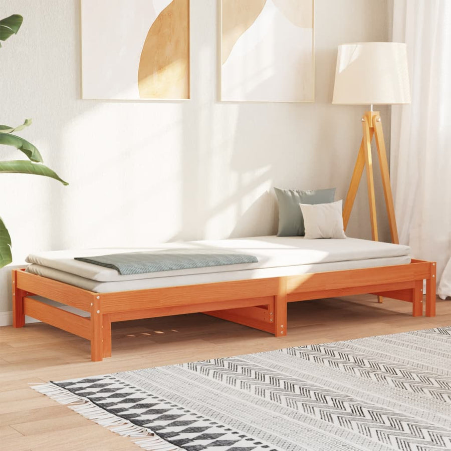 Slaapbank Met Onderschuifbed 90X190 Cm Massief Grenenhout