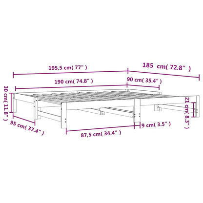 Slaapbank Met Onderschuifbed 90X190 Cm Massief Grenenhout
