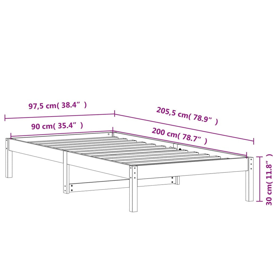 Slaapbank 90X200 Cm Massief Grenenhout Wasbruin