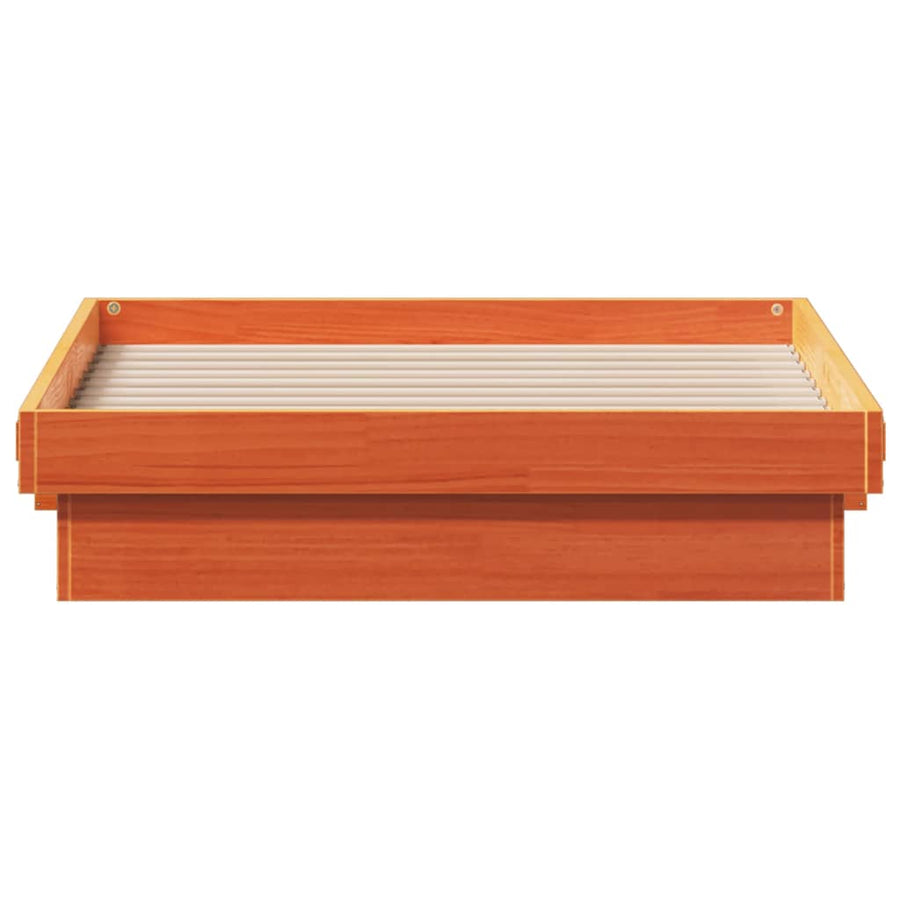 Bedframe Met Led Massief Grenenhout Wasbruin 90X200 Cm