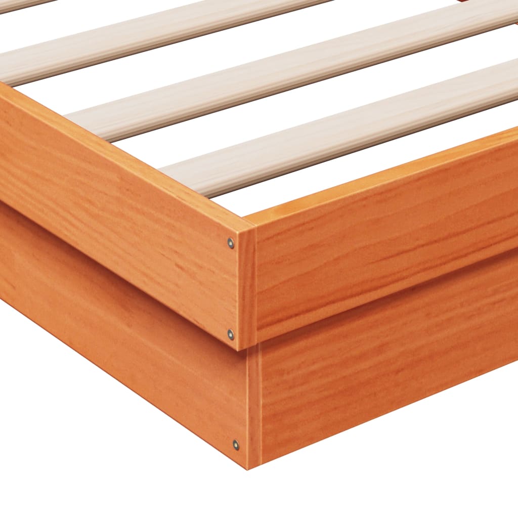 Bedframe Met Led Massief Grenenhout Wasbruin 90X200 Cm