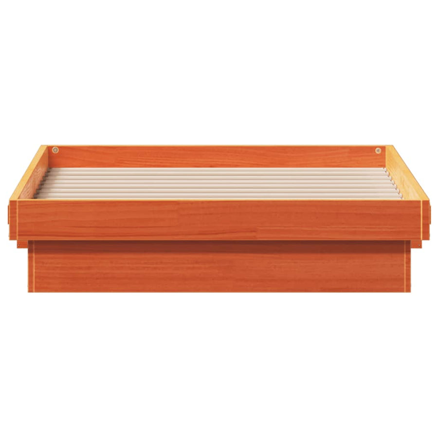 Bedframe Met Led Massief Grenenhout Wasbruin 100X200 Cm