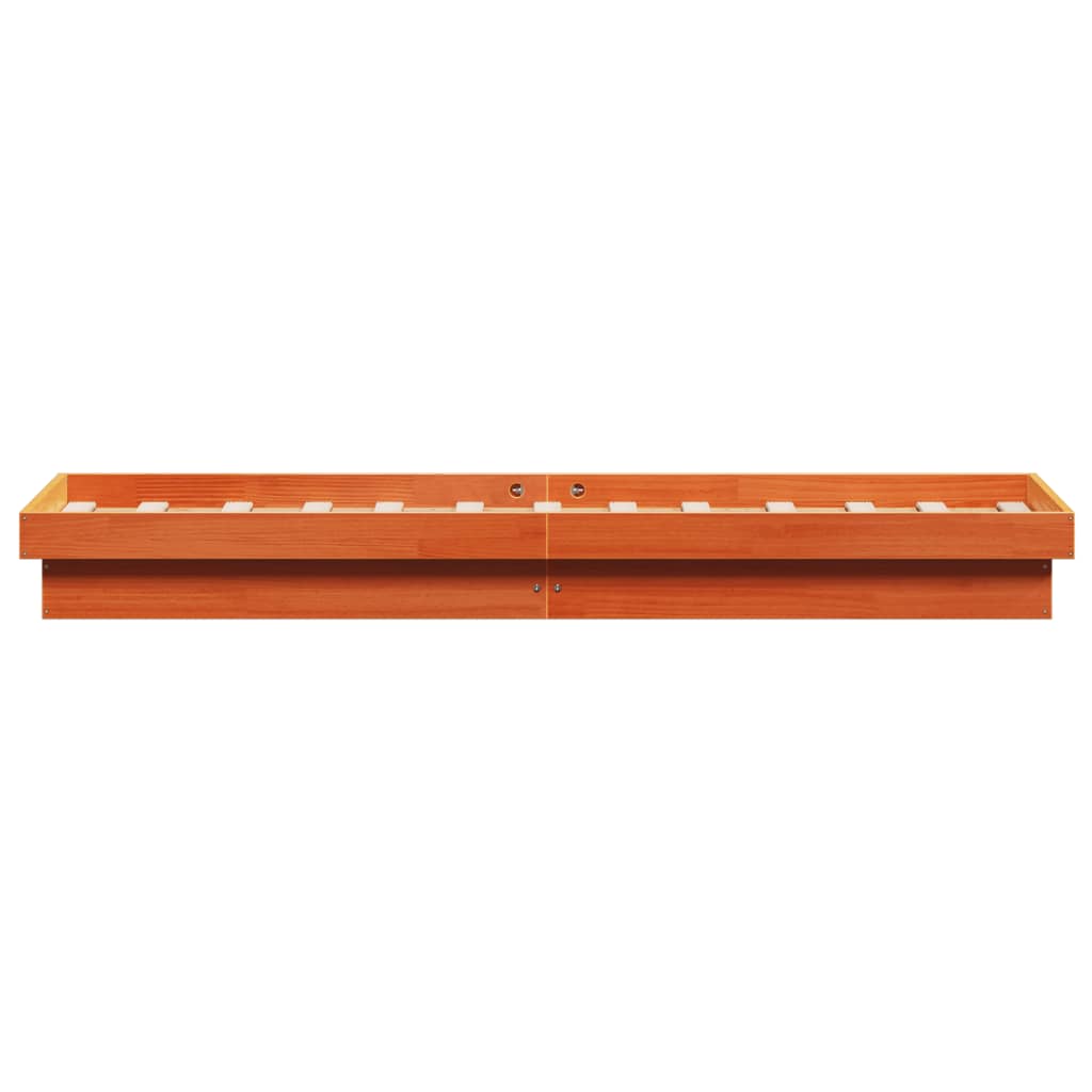 Bedframe Met Led Massief Grenenhout Wasbruin 100X200 Cm