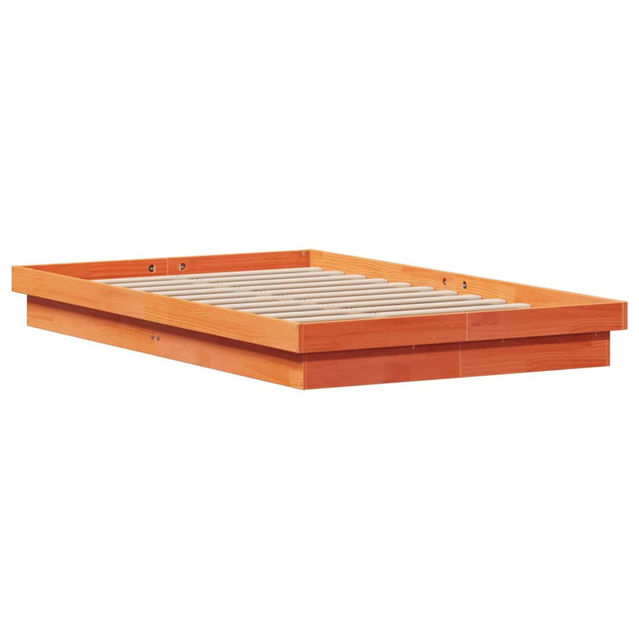 Bedframe Met Led Massief Grenenhout Wasbruin 140X200 Cm
