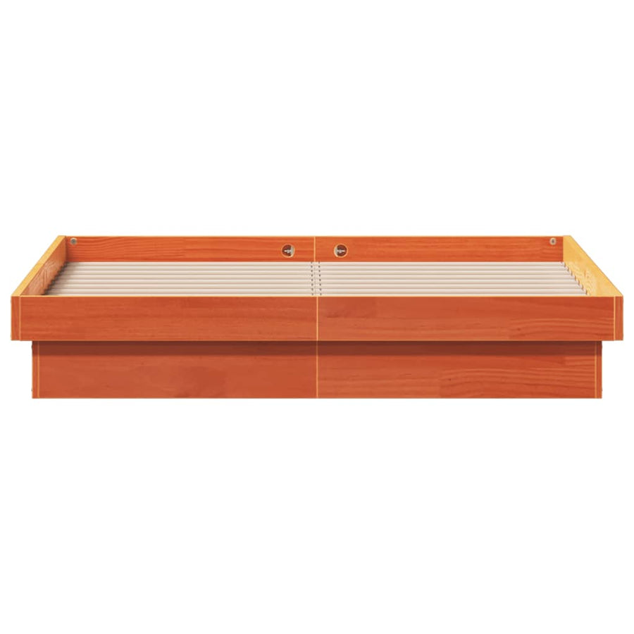 Bedframe Met Led Massief Grenenhout Wasbruin 140X200 Cm