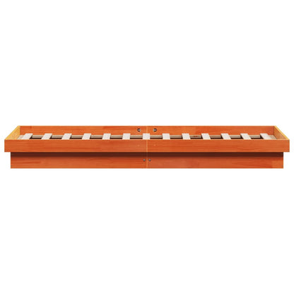 Bedframe Met Led Massief Grenenhout Wasbruin 140X200 Cm
