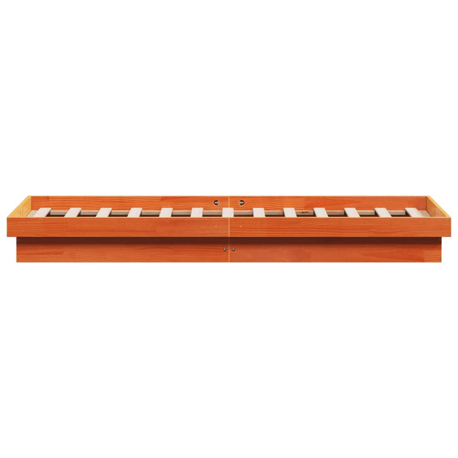 Bedframe Met Led Massief Grenenhout Wasbruin 140X200 Cm