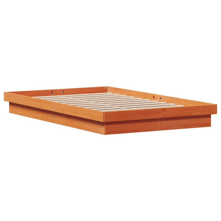 Bedframe Met Led Massief Grenenhout Wasbruin 140X200 Cm