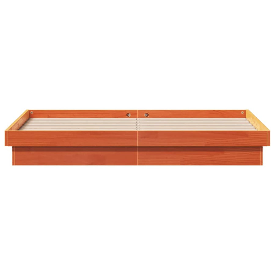 Bedframe Met Led Massief Grenenhout Wasbruin 150X200 Cm