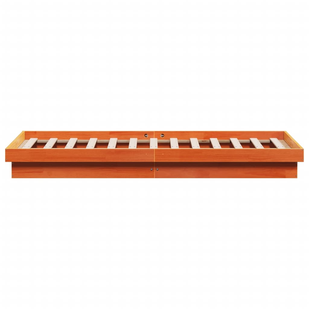 Bedframe Met Led Massief Grenenhout Wasbruin 150X200 Cm