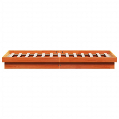 Bedframe Met Led Massief Grenenhout Wasbruin 150X200 Cm
