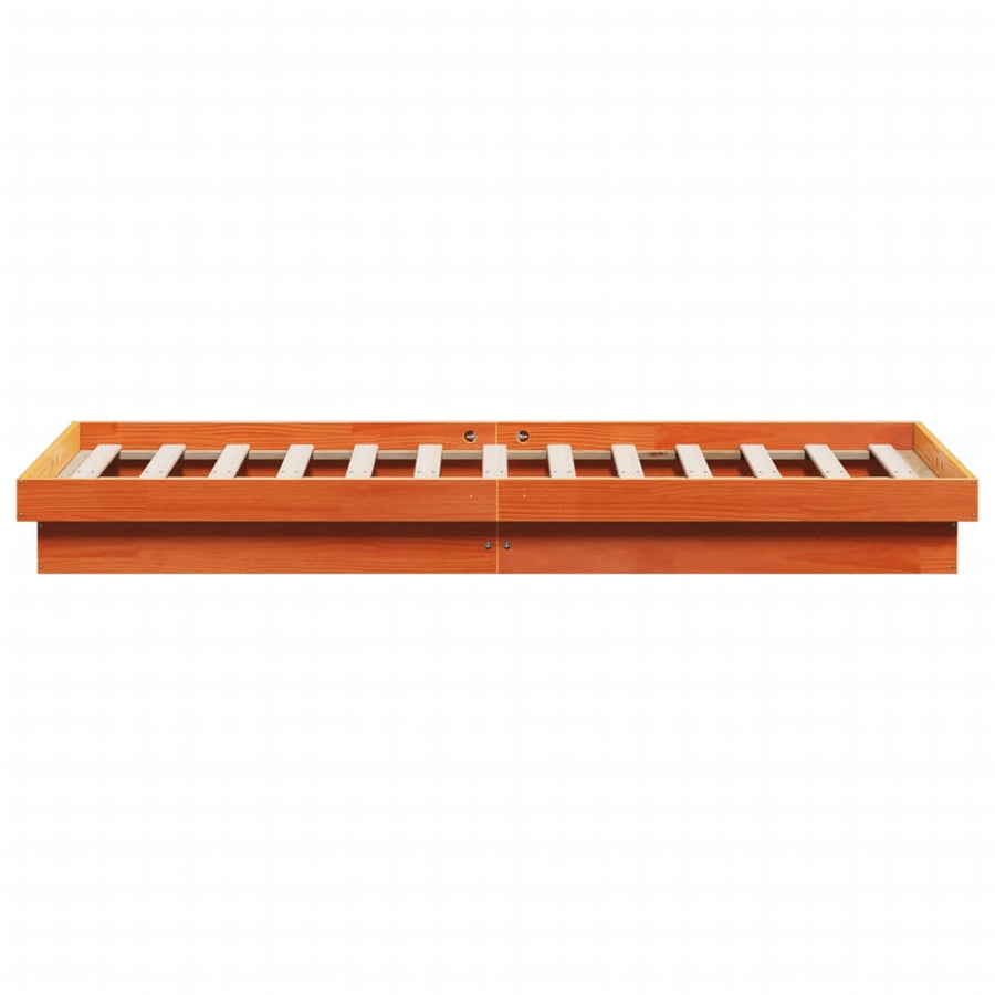 Bedframe Met Led Massief Grenenhout Wasbruin 150X200 Cm