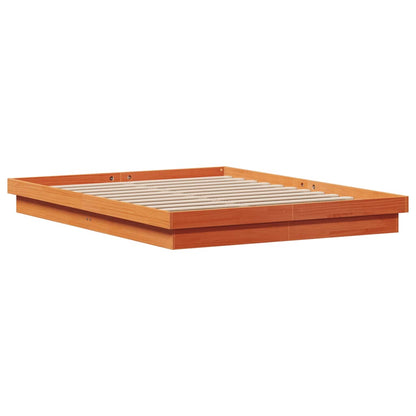 Bedframe Met Led Massief Grenenhout Wasbruin 150X200 Cm