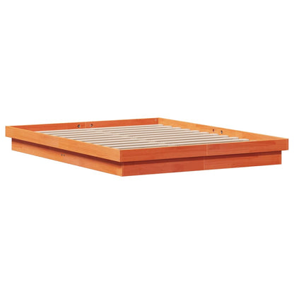 Bedframe Met Led Massief Grenenhout Wasbruin 160X200 Cm