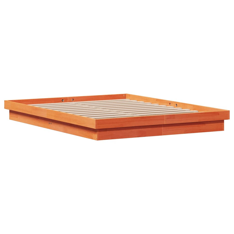 Bedframe Met Led Massief Grenenhout Wasbruin 160X200 Cm