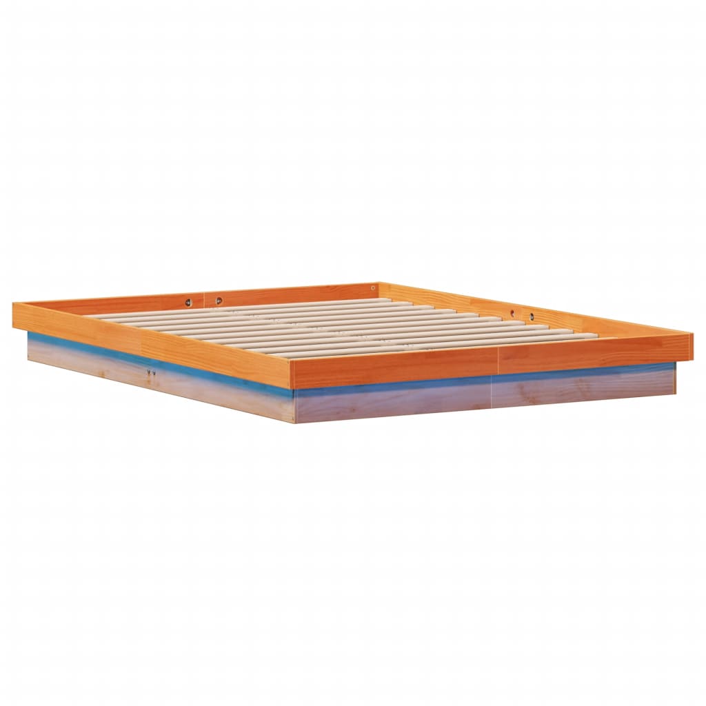 Bedframe Met Led Massief Grenenhout Wasbruin 160X200 Cm