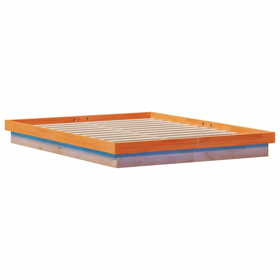 Bedframe Met Led Massief Grenenhout Wasbruin 160X200 Cm