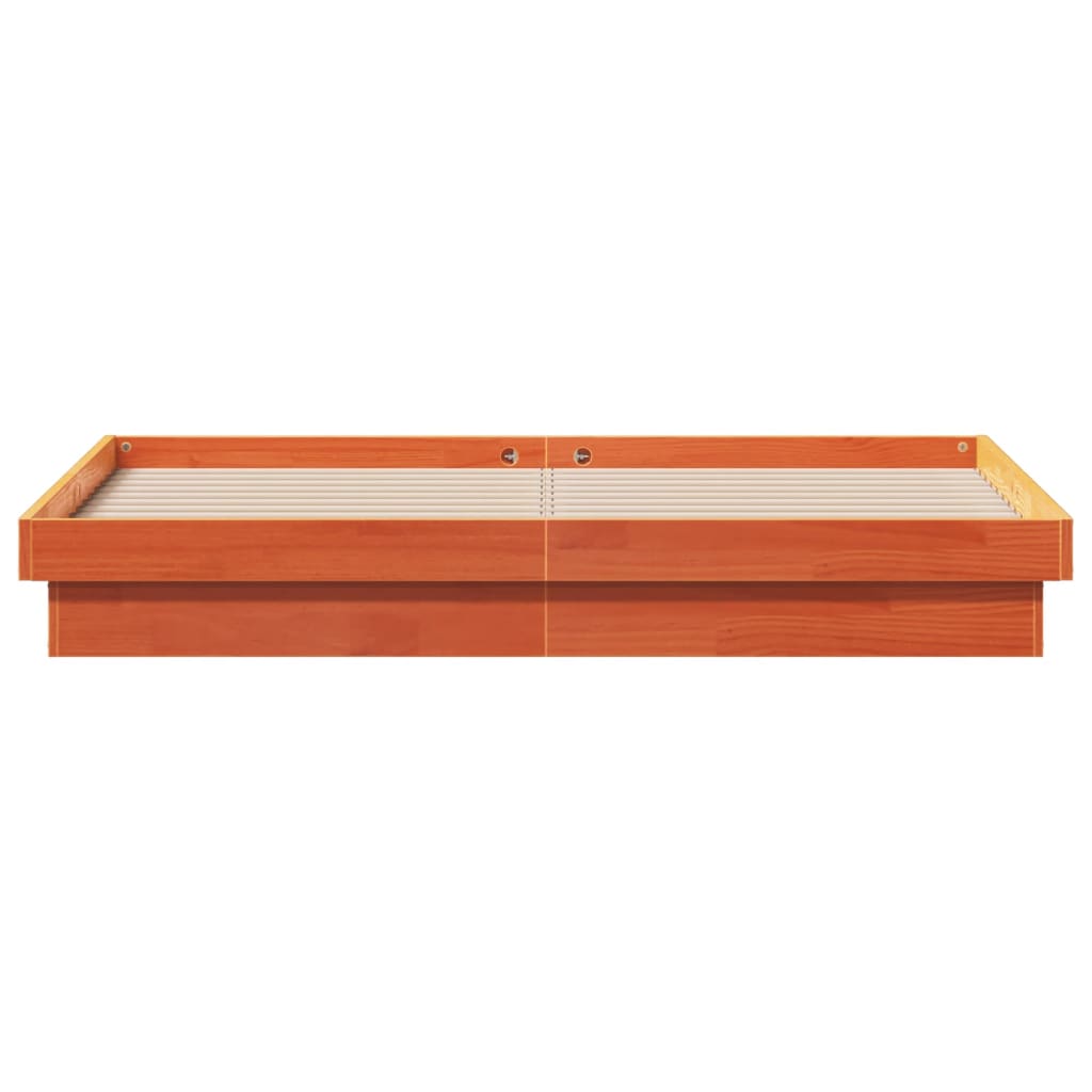 Bedframe Met Led Massief Grenenhout Wasbruin 160X200 Cm
