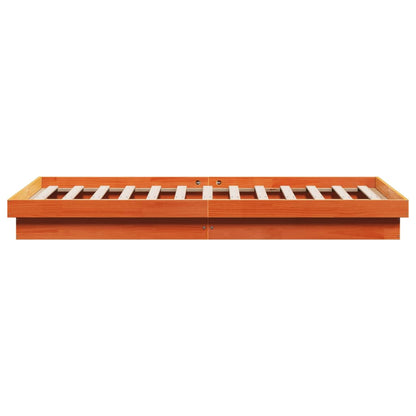 Bedframe Met Led Massief Grenenhout Wasbruin 200X200 Cm