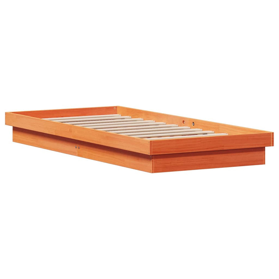 Bedframe Met Led Massief Grenenhout Wasbruin 90X190 Cm