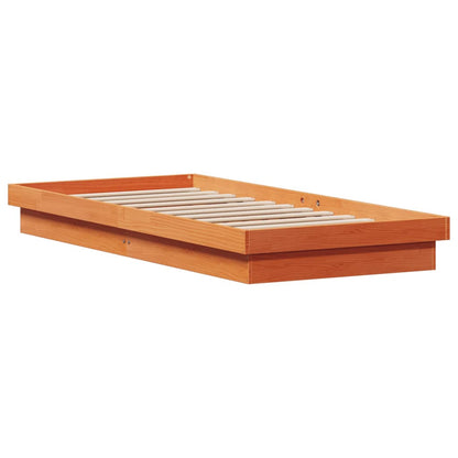 Bedframe Met Led Massief Grenenhout Wasbruin 90X190 Cm