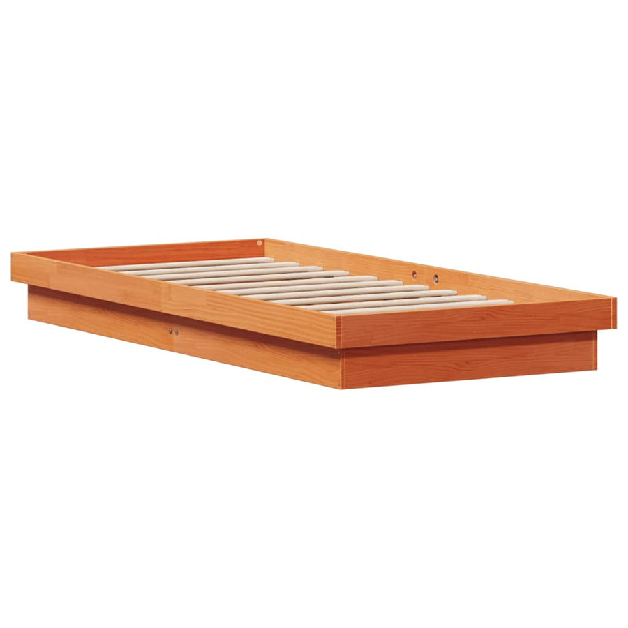 Bedframe Met Led Massief Grenenhout Wasbruin 90X190 Cm