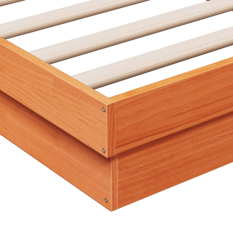 Bedframe Met Led Massief Grenenhout Wasbruin 90X190 Cm