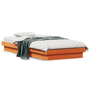 Bedframe massief grenenhout wasbruin 90x190 cm LED