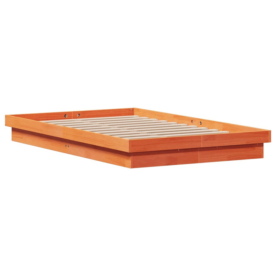 Bedframe Met Led Massief Grenenhout Wasbruin 120X190 Cm