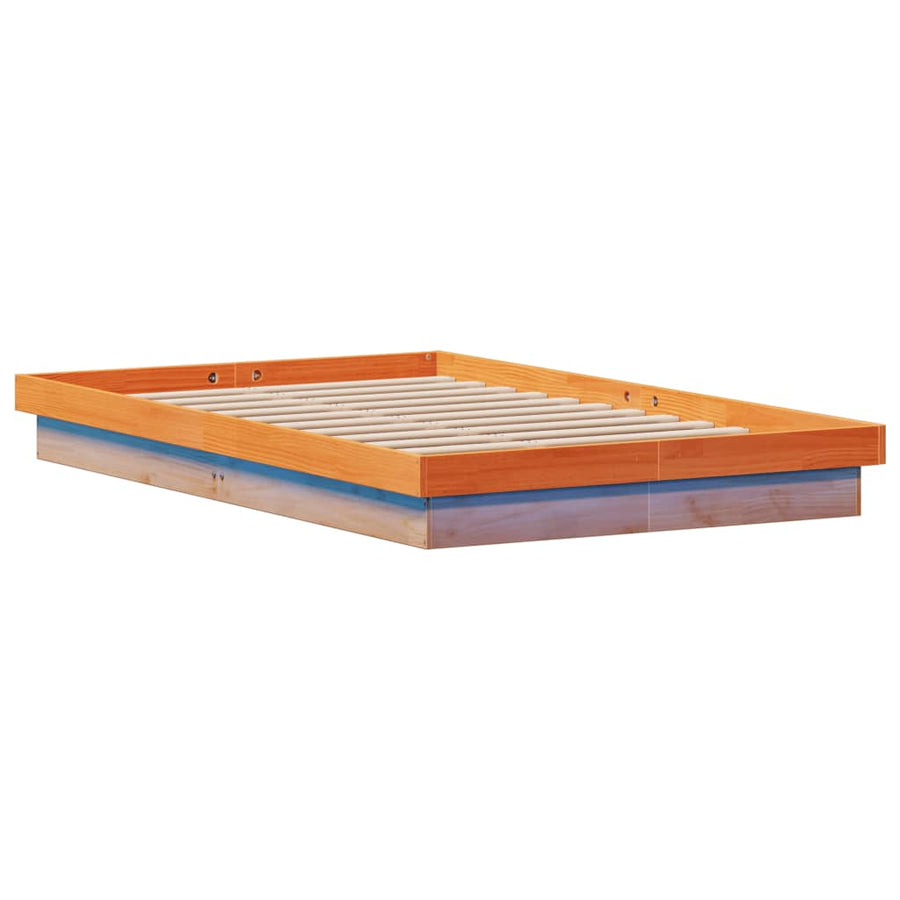 Bedframe Met Led Massief Grenenhout Wasbruin 120X190 Cm