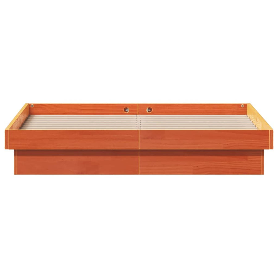 Bedframe Met Led Massief Grenenhout Wasbruin 120X190 Cm
