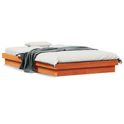 LED Solid Pine Bed Frame Wash Brown 120x190 cm