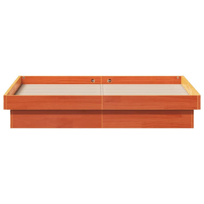 Bedframe Met Led Massief Grenenhout Wasbruin 135X190 Cm