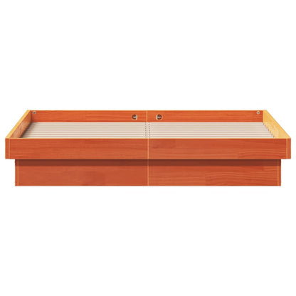 Bedframe Met Led Massief Grenenhout Wasbruin 140X190 Cm