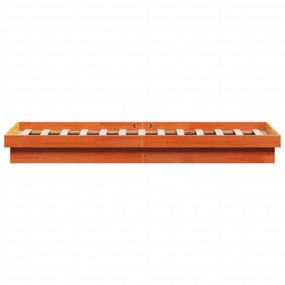 Bedframe Met Led Massief Grenenhout Wasbruin 140X190 Cm
