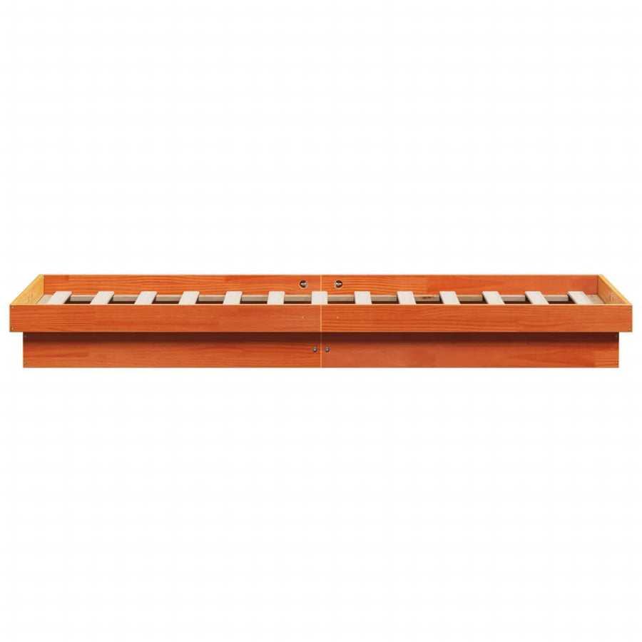 Bedframe Met Led Massief Grenenhout Wasbruin 140X190 Cm